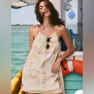 Urban Outfitters Surf Postcard Print Slip Mini Dress